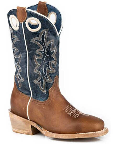 Image #1 - Roper Little Boys' Ride Em' Cowboy Western Boots - Square Toe, Tan, hi-res