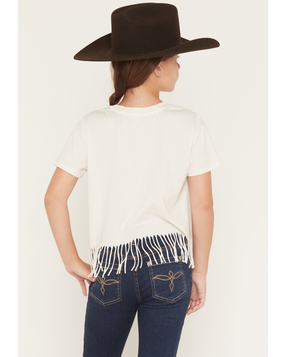 Image #4 - Buttercup Girls' Cowgirl Icons Fringe Short Sleeve Graphic Tee, Off White, hi-res