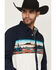 Image #2 - RANK 45&reg; Men's Electric Desert Border Print Long Sleeve Snap Stretch Western Shirt, Natural, hi-res