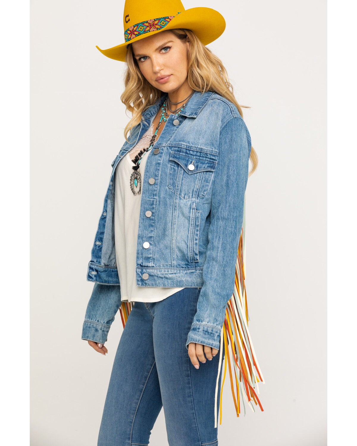 Colorful Fringe Denim Jacket 