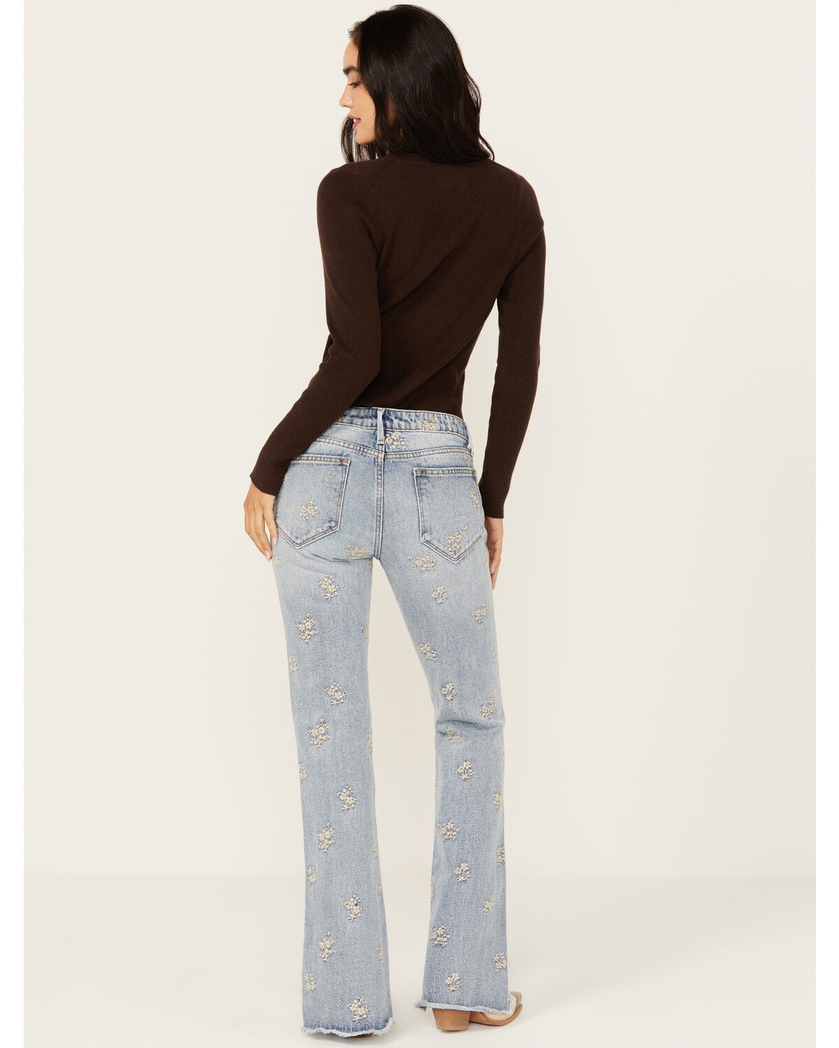 Image #3 - Driftwood Women's Eva Light Wash Low Rise Floral Flare Jeans, Light Wash, hi-res
