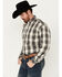Image #2 - Stetson Men's Plaid Print Long Sleeve Button-Down Western Shirt, Dark Green, hi-res