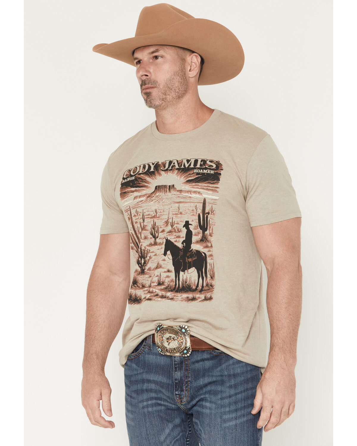 Image #2 - Cody James Men's Range Rider Short Sleeve Graphic T-Shirt, Sand, hi-res