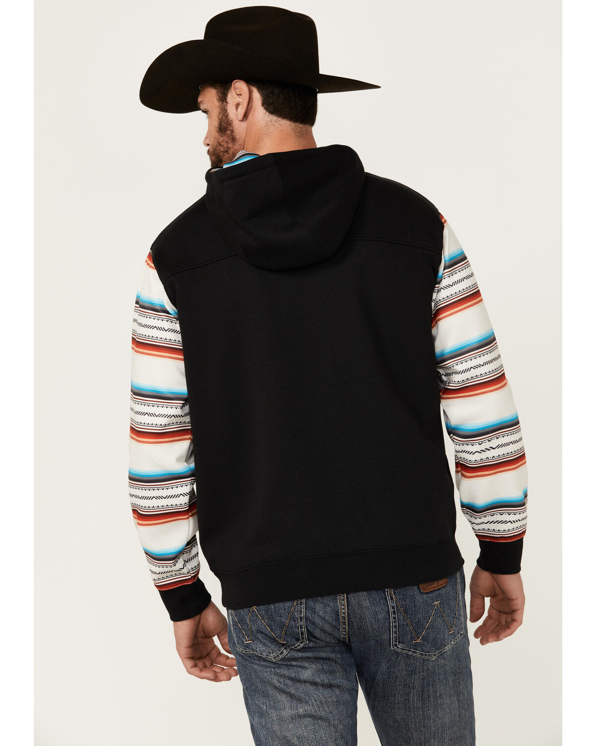 Image #4 - Hooey Men's Legendary Serape Sleeve Hooded Sweatshirt, Black, hi-res