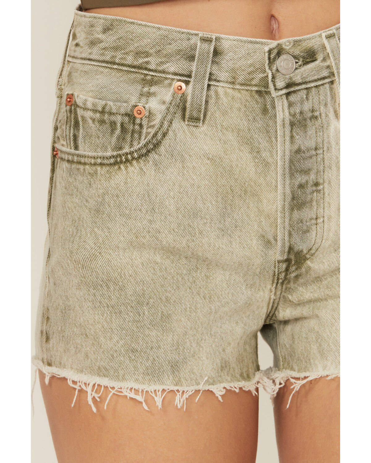 Image #2 - Levi's Women's 501 Original High Rise Denim Shorts, Green, hi-res