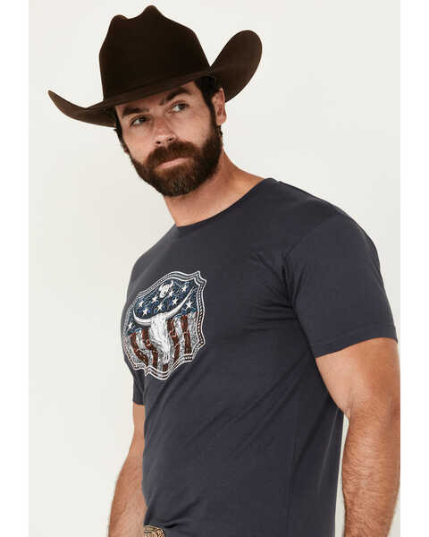 Image #3 - Cowboy Hardware Men's American Buckle Short Sleeve T-Shirt , Navy, hi-res