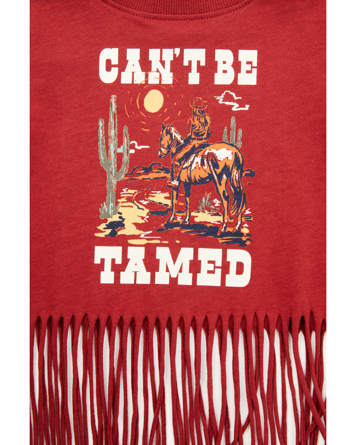 Image #2 - Shyanne Toddler Girls' Can't Be Tamed Short Sleeve Fringe Graphic Tee, Brick Red, hi-res