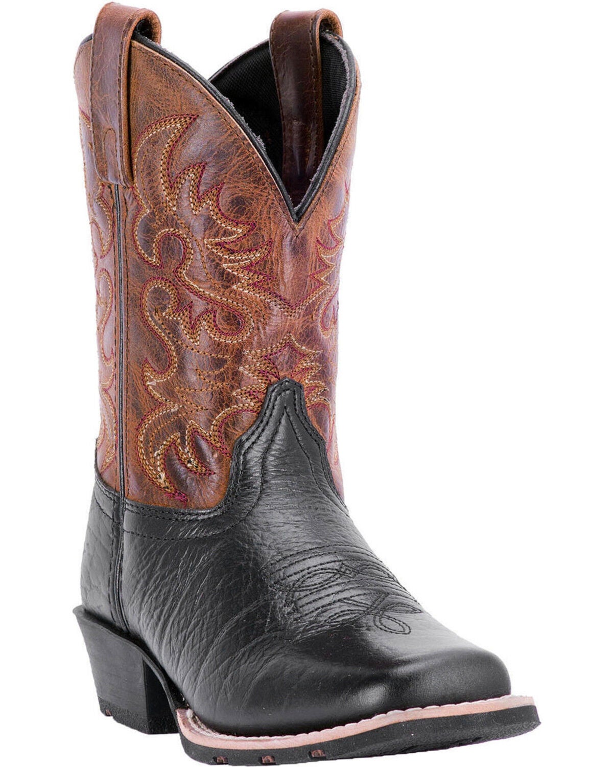 Dan Post Boys' Little River Western Boots - Square Toe, Black, hi-res