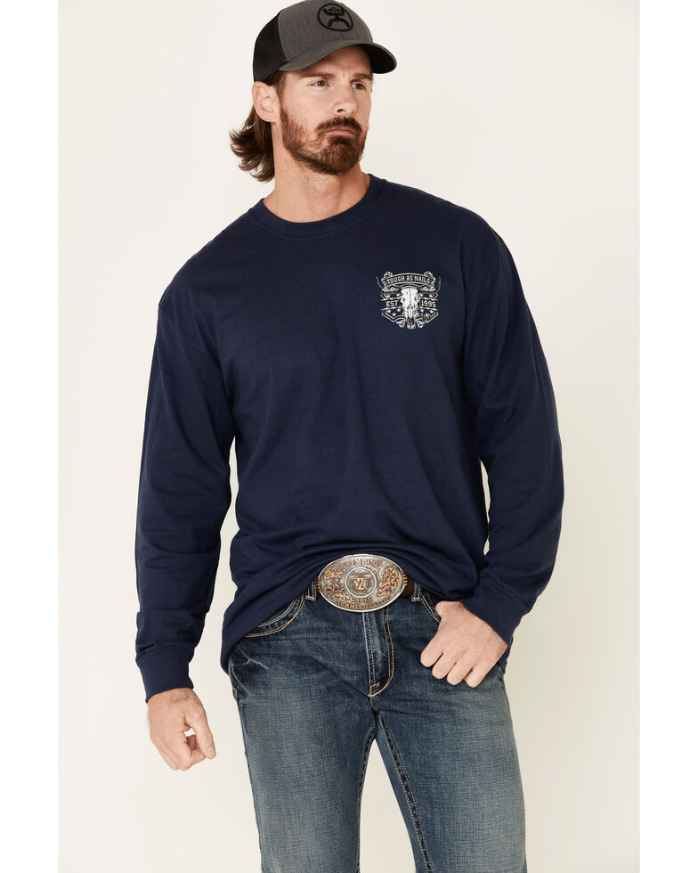 Cowboy Hardware Men's Navy Tough As Nails Graphic Long Sleeve T-Shirt , Navy, hi-res