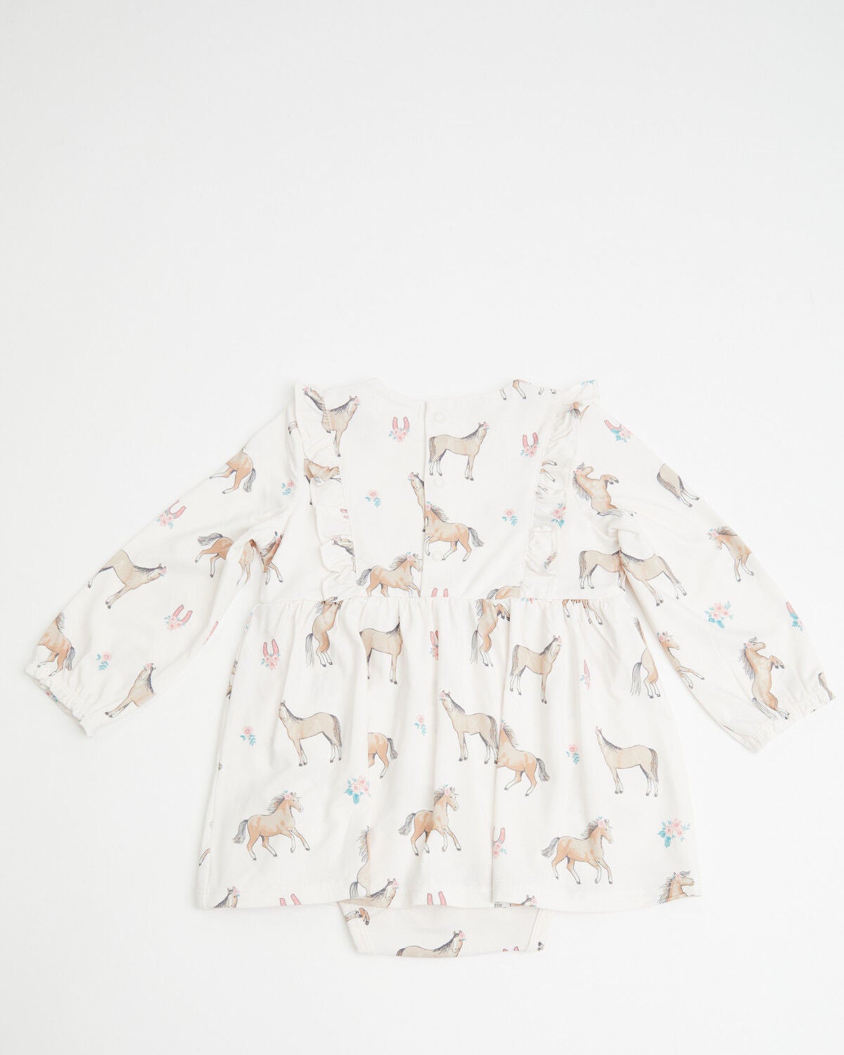 Image #3 - Angel Dear Infant Girls' Horse Print Onesie Dress, Pink, hi-res