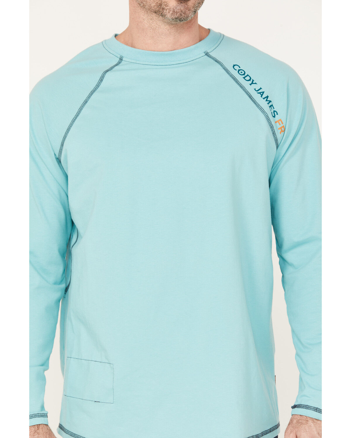 Image #3 - Cody James Men's FR Solid Long Sleeve Raglan Work T-Shirt, Teal, hi-res