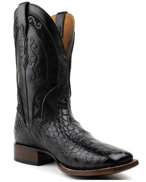 El Dorado Men's American Alligator Exotic Western Boots - Broad Square Toe, Chocolate, hi-res