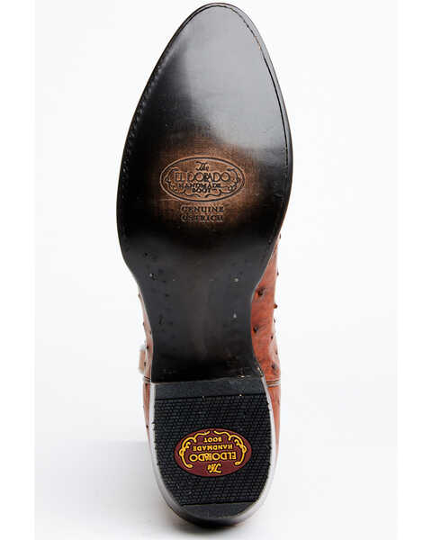Image #7 - El Dorado Men's Exotic Full-Quill Ostrich Skin Western Boots - Medium Toe, Cognac, hi-res