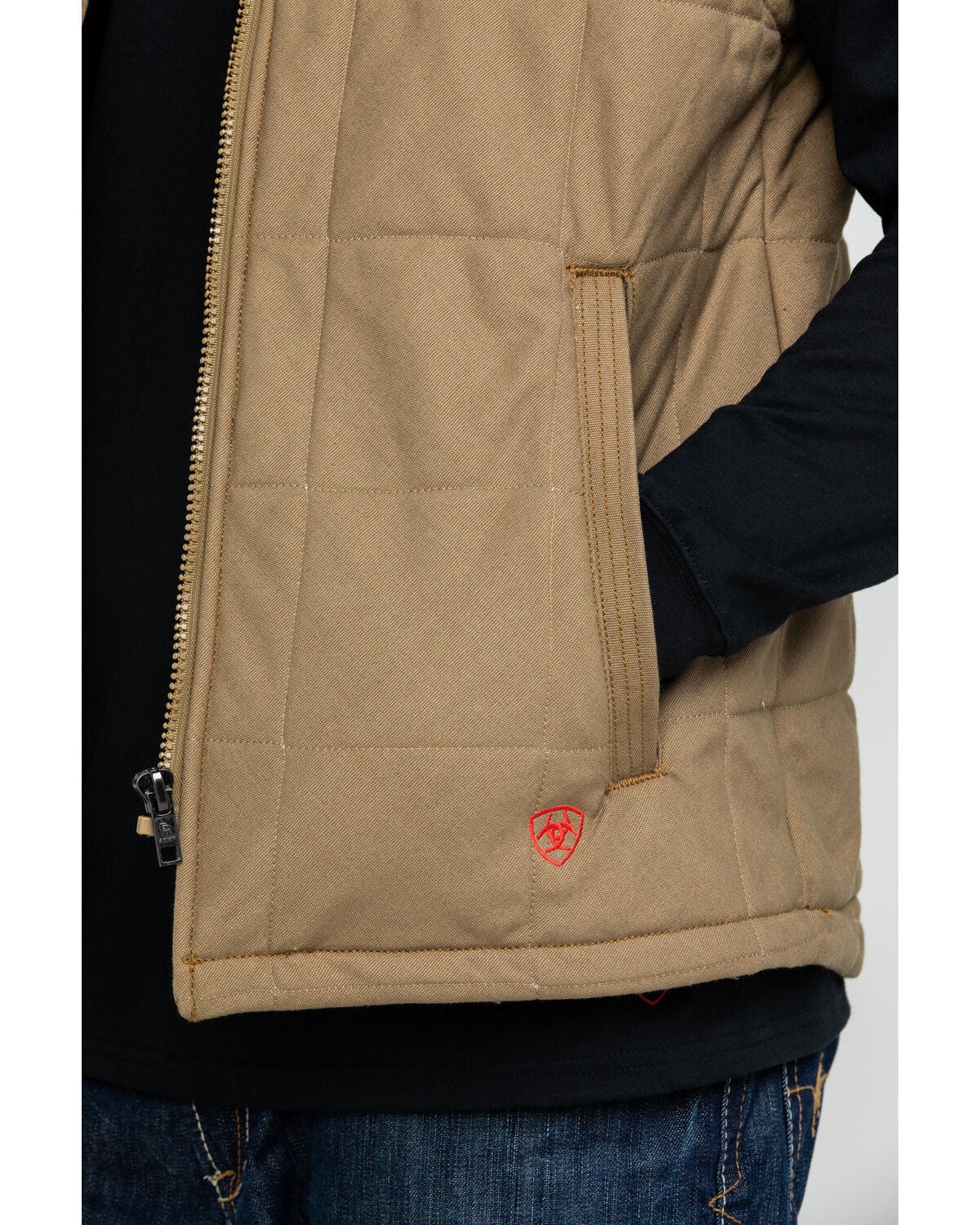 Image #4 - Ariat Men's FR Crius Insulated Work Vest - Big, Beige/khaki, hi-res