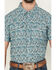 Image #3 - Rock & Roll Denim Men's Geo Floral Print Short Sleeve Pearl Snap Western Shirt, Teal, hi-res