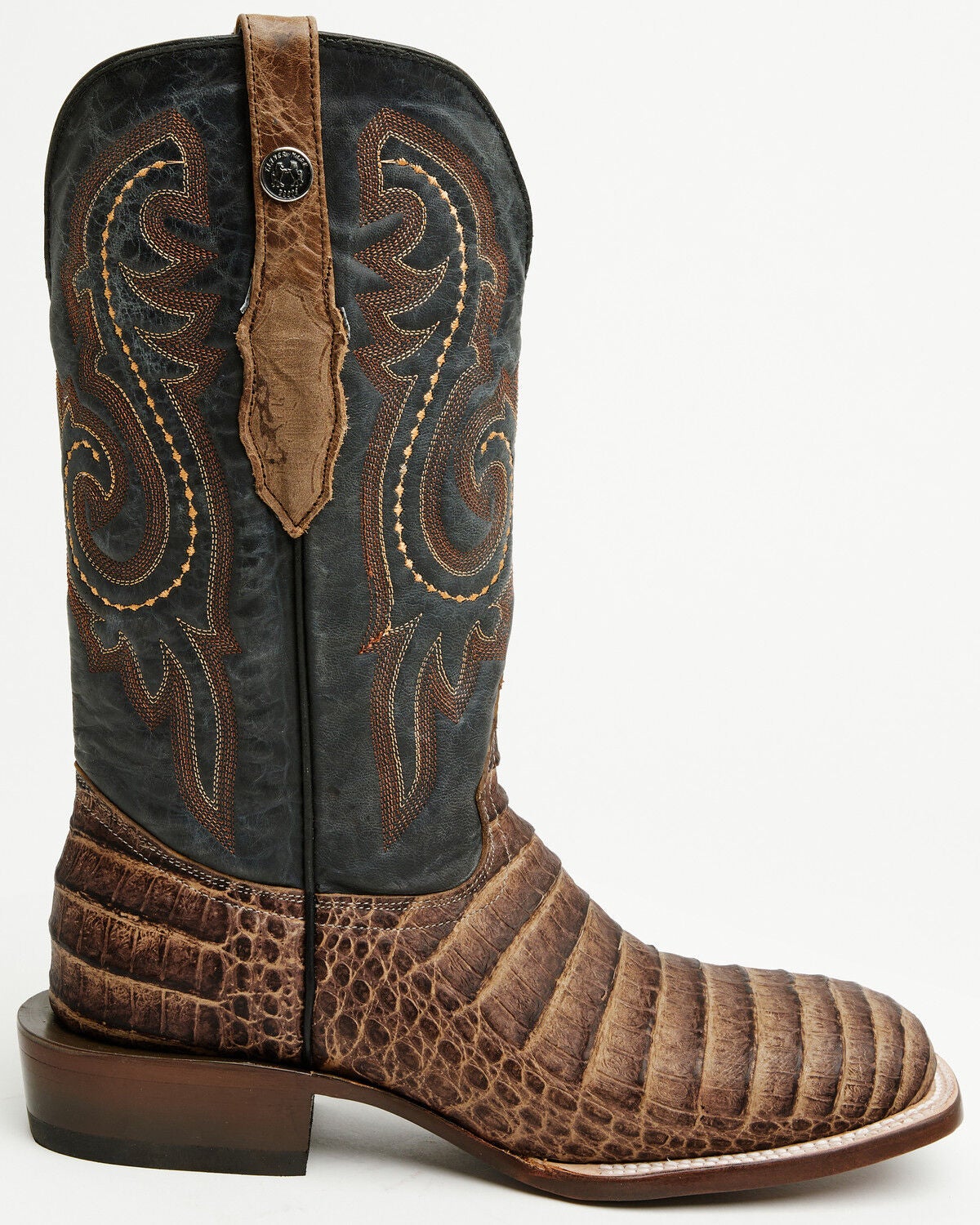 Image #2 - Tanner Mark Men's Exotic Caiman Print Western Boots - Broad Square Toe, Brown, hi-res