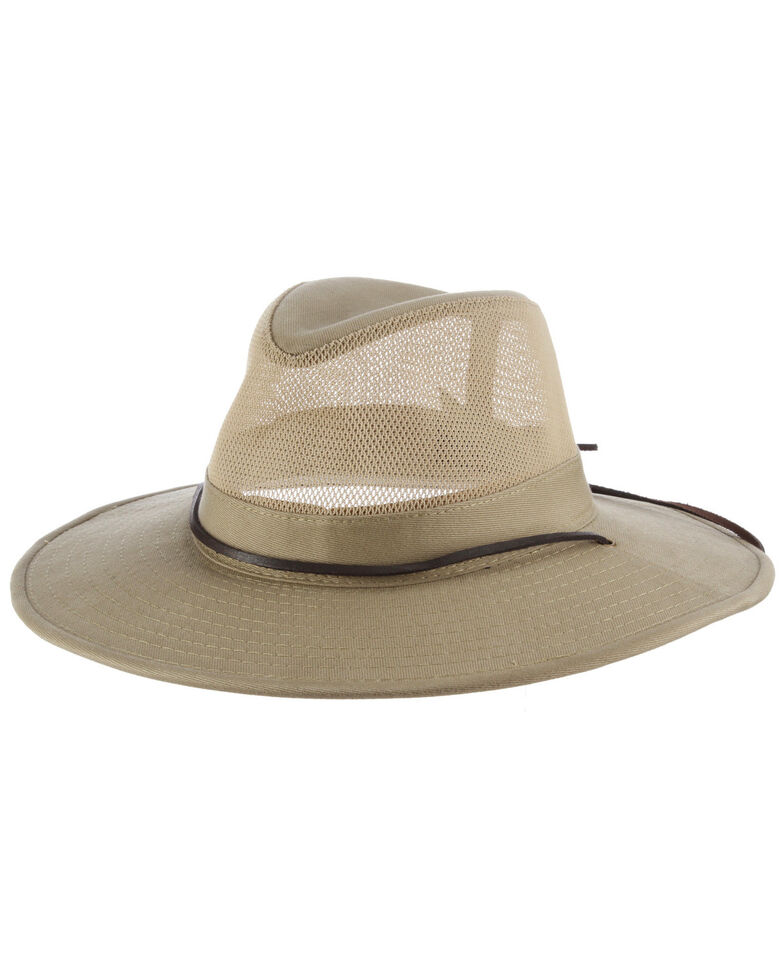 Dorfman Men's Mesh Safari Hat, Beige/khaki, hi-res