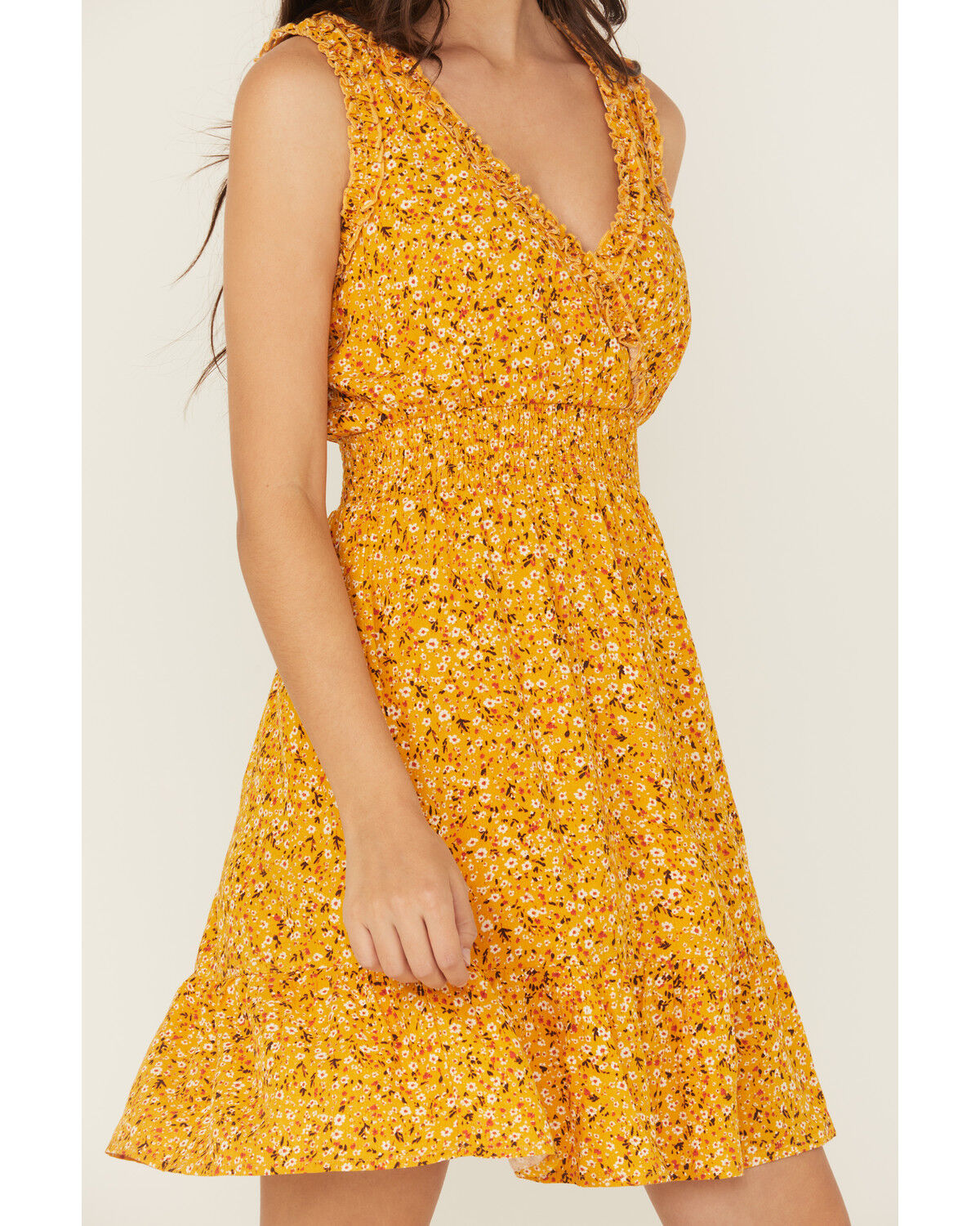 Image #3 - Shyanne Women's Floral Print Sleeveless Mini Dress, Gold, hi-res