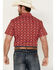 Image #4 - Rodeo Clothing Men's Southwestern Print Short Sleeve Pearl Snap Stretch Western Shirt, Red, hi-res