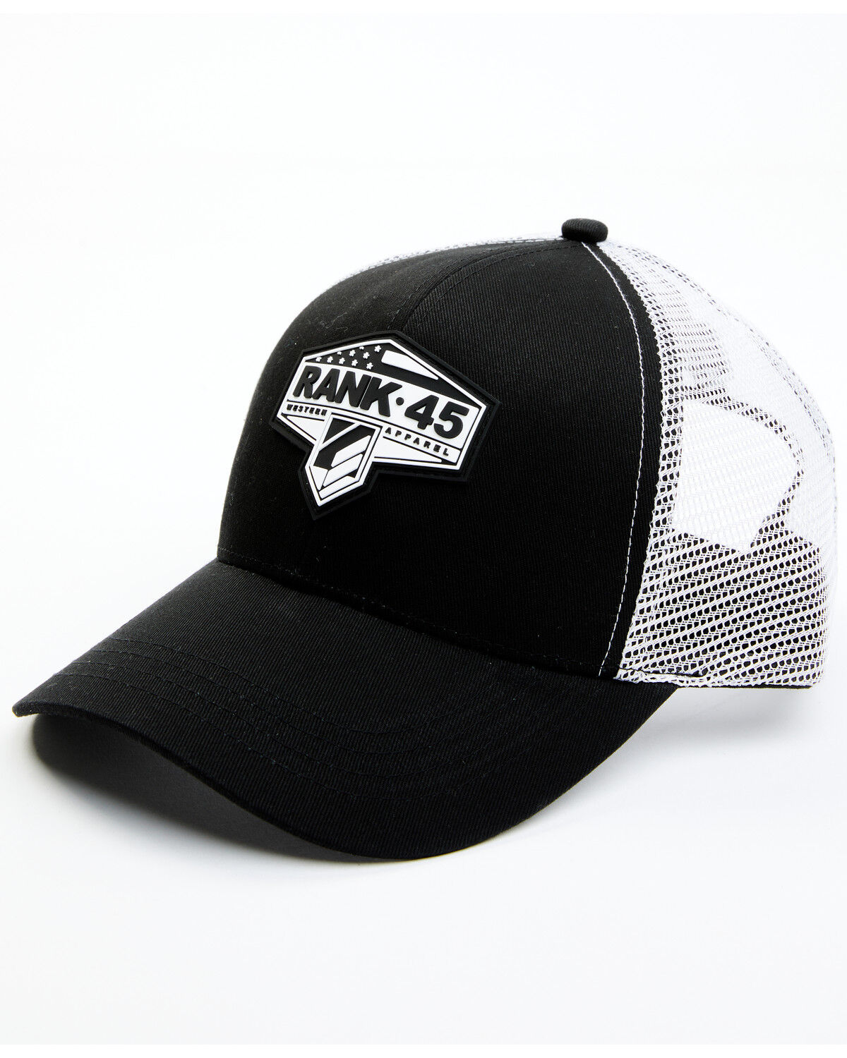 Image #1 - RANK 45® Men's Flag Shield Graphic Mesh-Back Ball Cap, Grey, hi-res