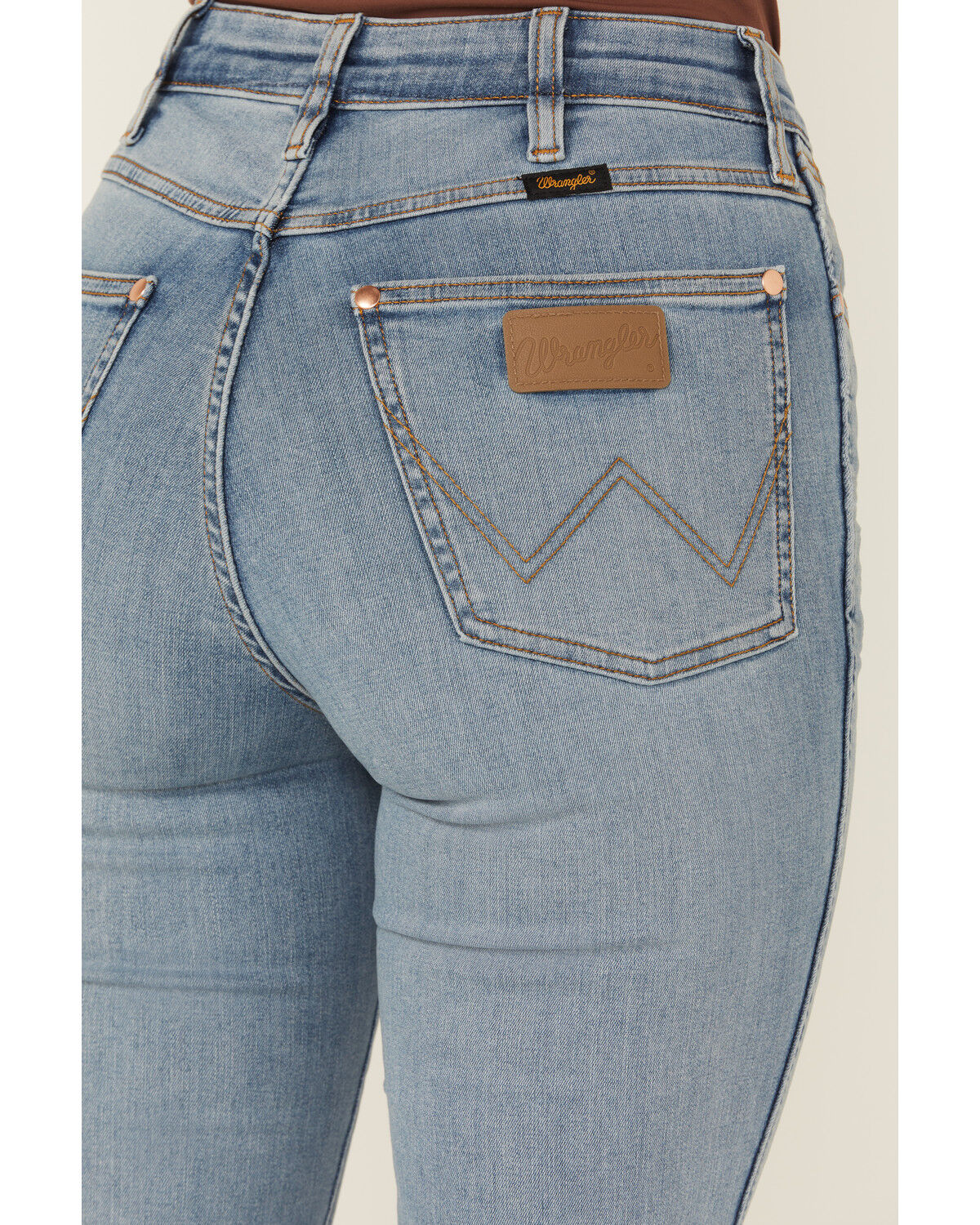 Image #5 - Wrangler X Lainey Wilson Women's Sky Medium Wash High Rise Boot Hugger Bootcut Stretch Denim Jeans, Medium Wash, hi-res