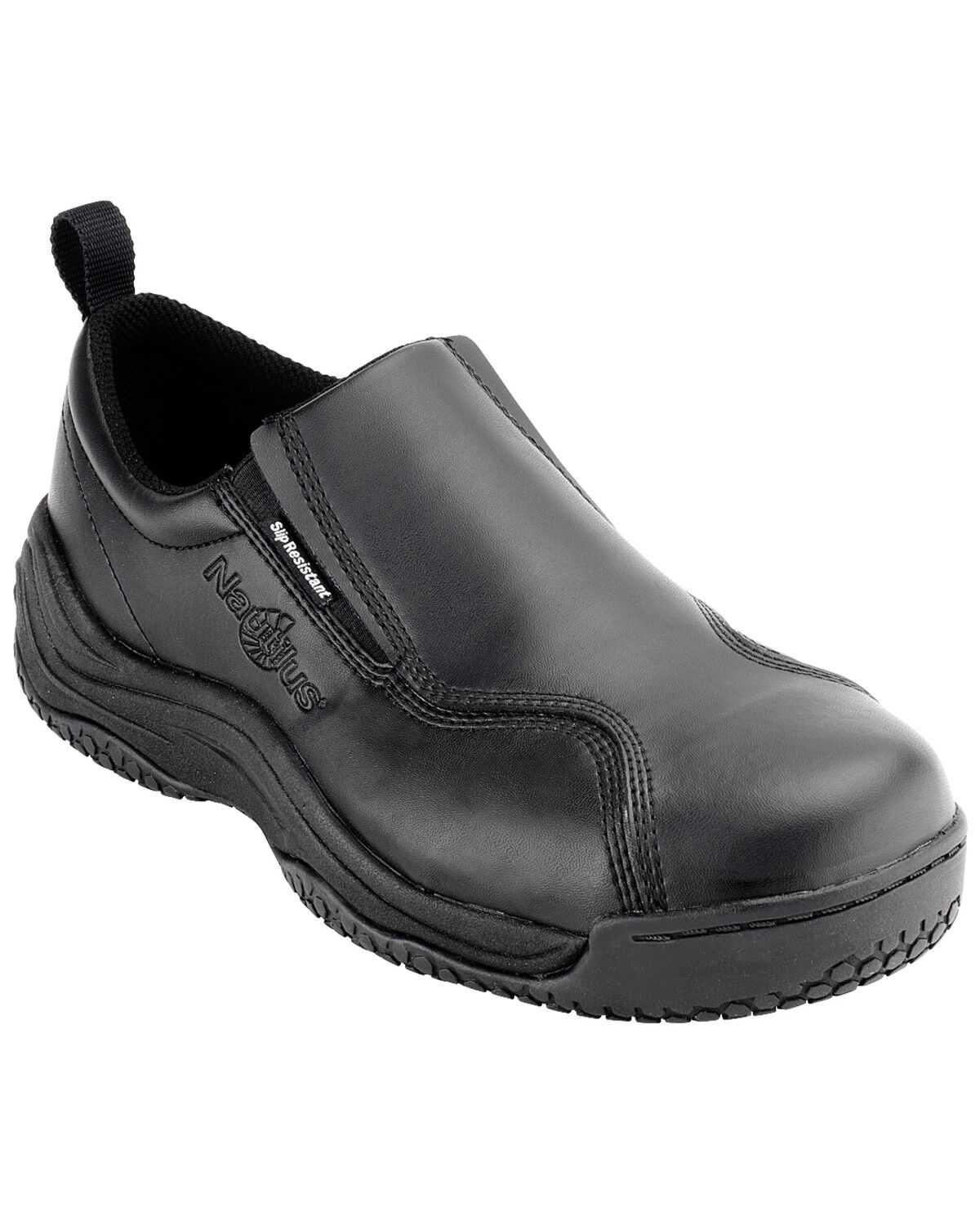 black slip on work shoes