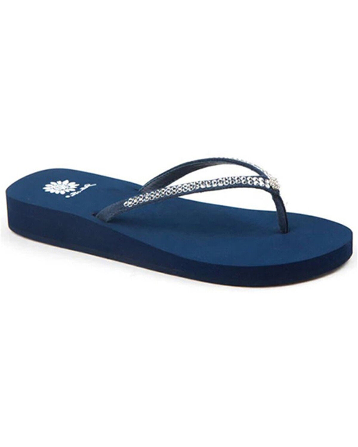 Image #1 - Yellow Box Women's Jello Rhinestone Sandals, Navy, hi-res