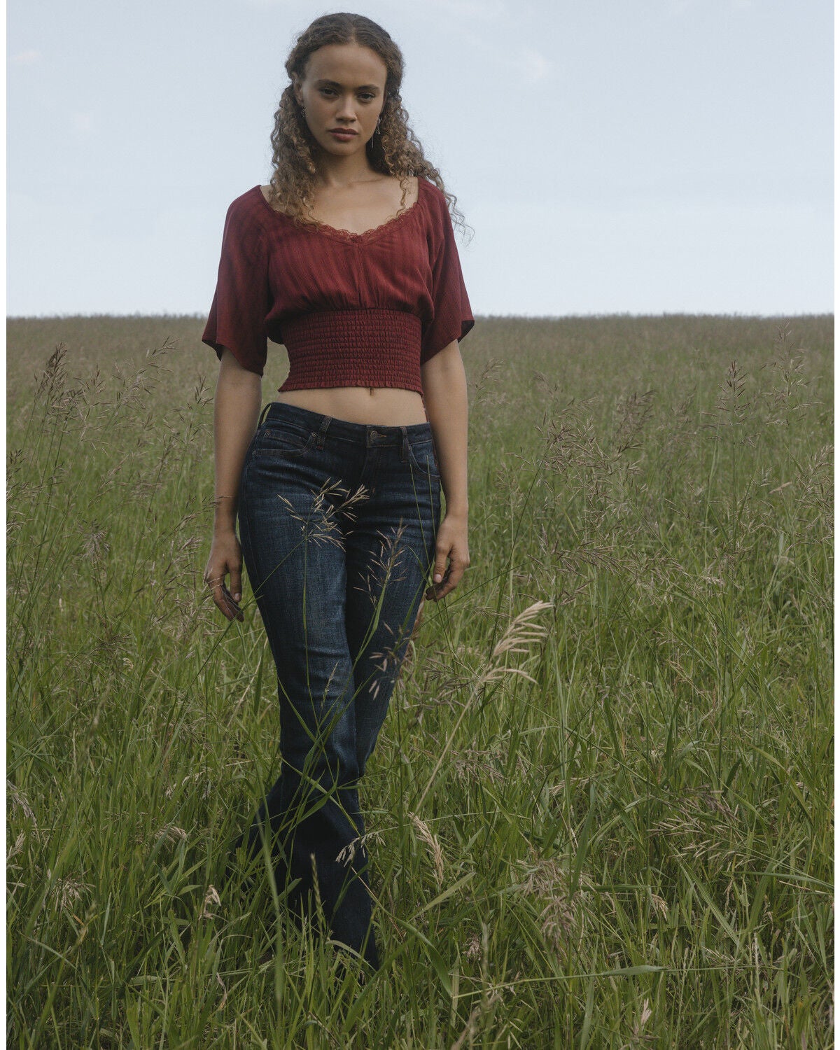 Image #1 - Idyllwind Women's Ridley Solid Short Sleeve Crinkle Shirt, Cherry, hi-res