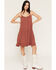 Image #1 - Wild Moss Women's Swiss Dot Sleeveless Mini Dress, Rose, hi-res