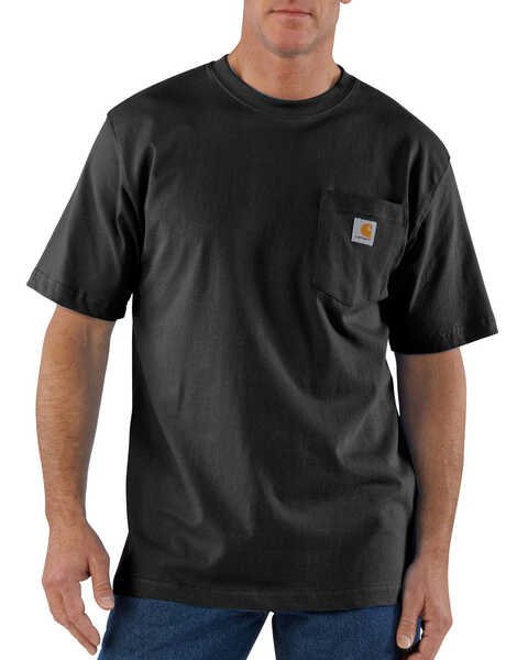 Carhartt Men's Loose Fit Heavyweight Logo Pocket Work T-Shirt - Big & Tall, Black, hi-res