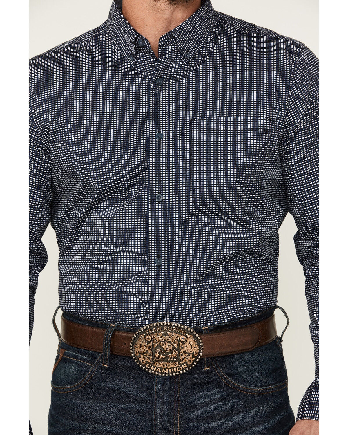 Image #3 - Cody James Men's Chris Geo Print Long Sleeve Button-Down Stretch Western Shirt, Dark Blue, hi-res
