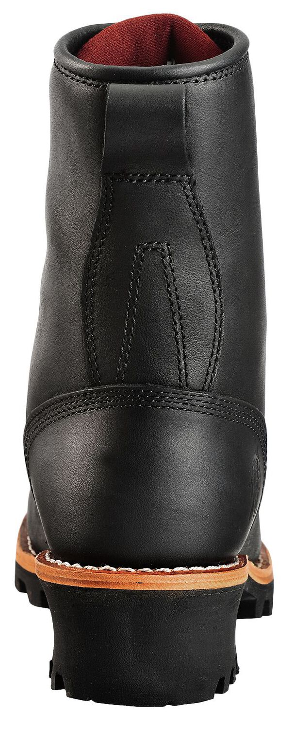 Image #7 - Chippewa Men's 8" Logger Boots - Steel Toe, Black, hi-res