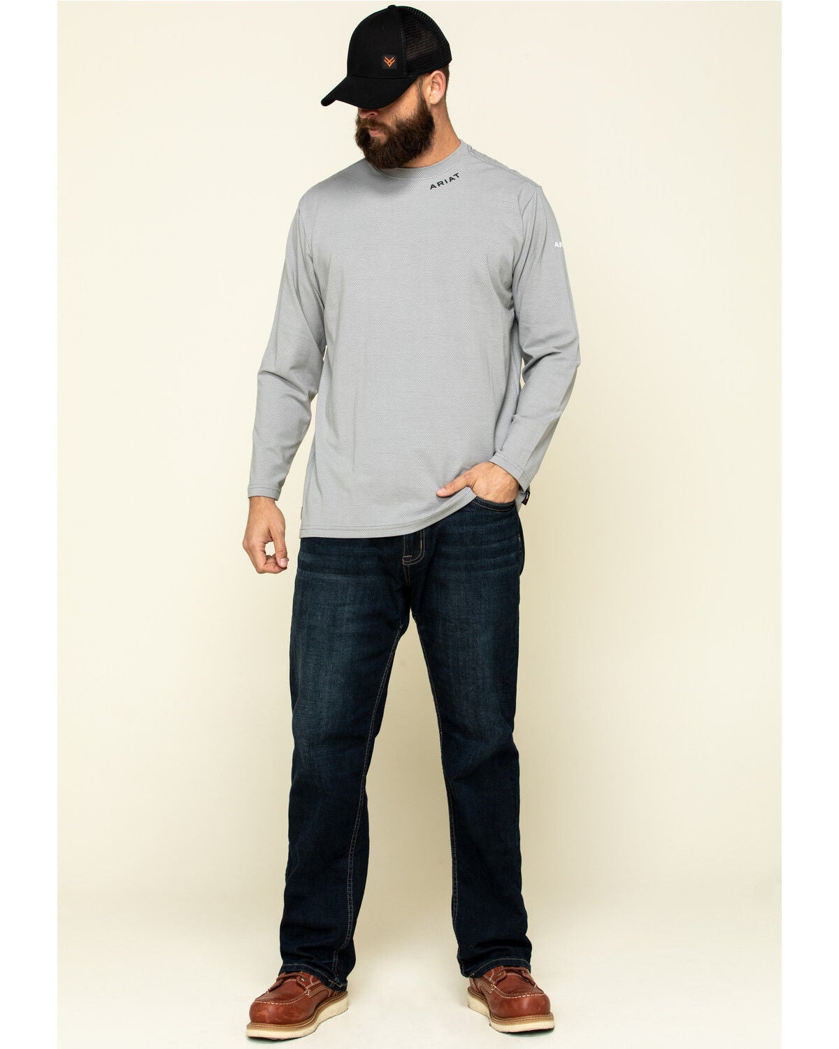 Image #6 - Ariat Men's Silver Fox FR Baselayer Long Sleeve Work T-Shirt - Tall, Silver, hi-res