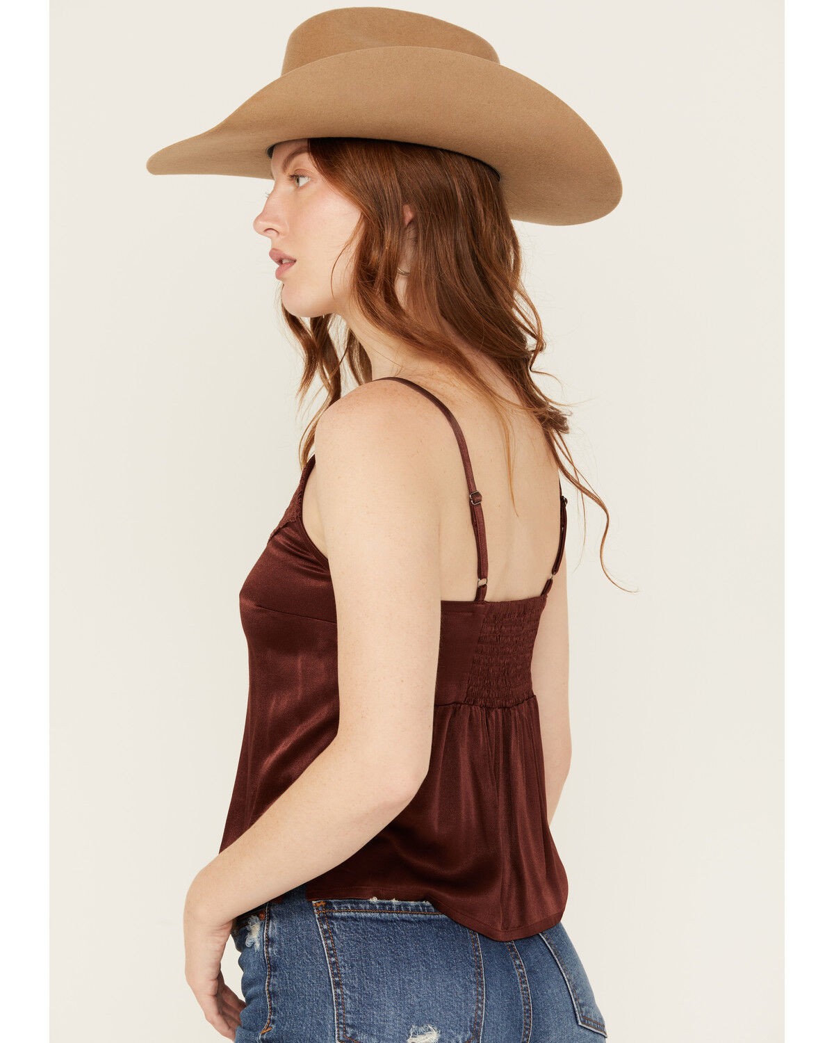 Image #4 - Shyanne Women's Lace Satin Cami, Mahogany, hi-res