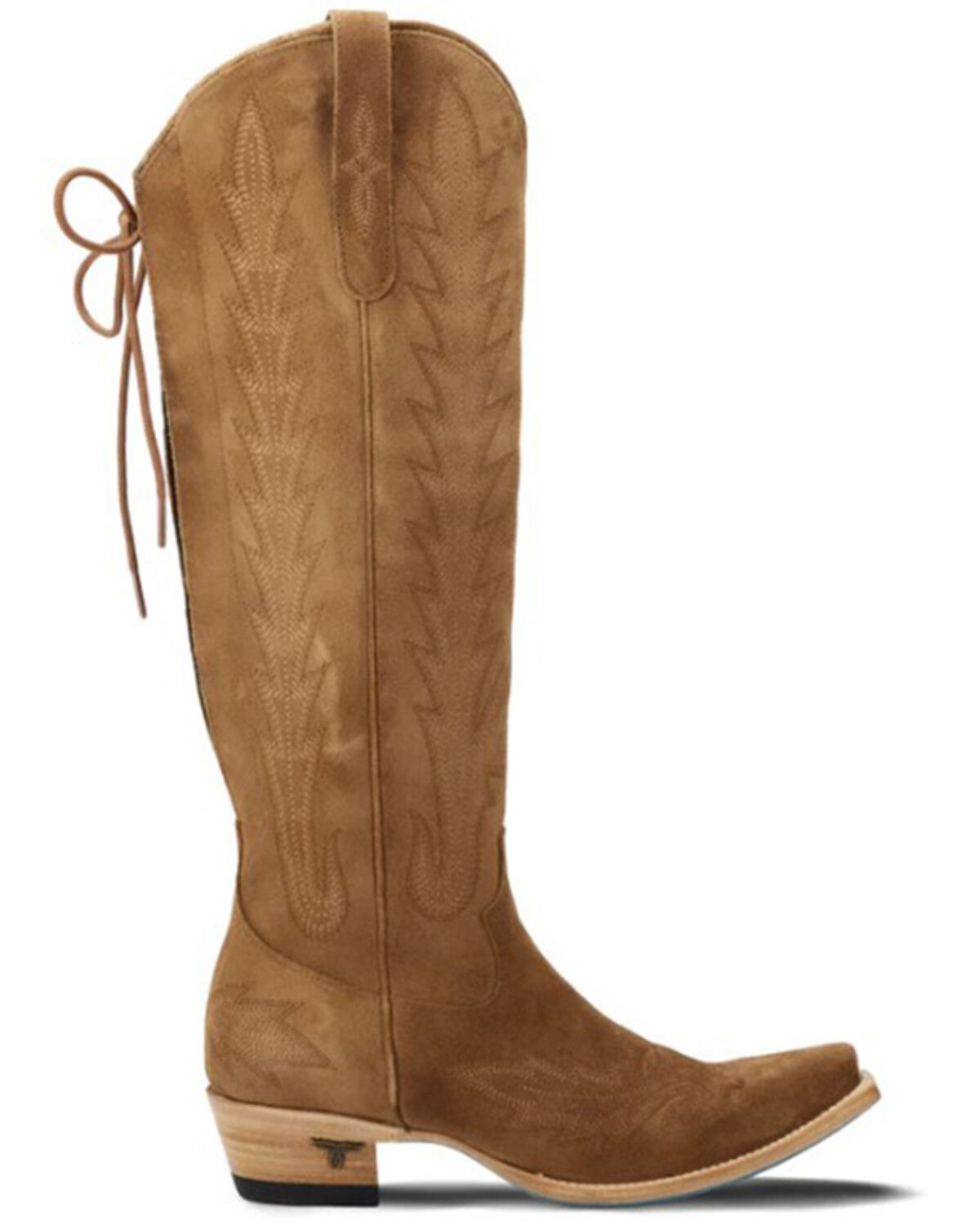 Image #2 - Lane Women's Lexington Knee High Corset Suede Western Boots - Snip Toe, Brown, hi-res