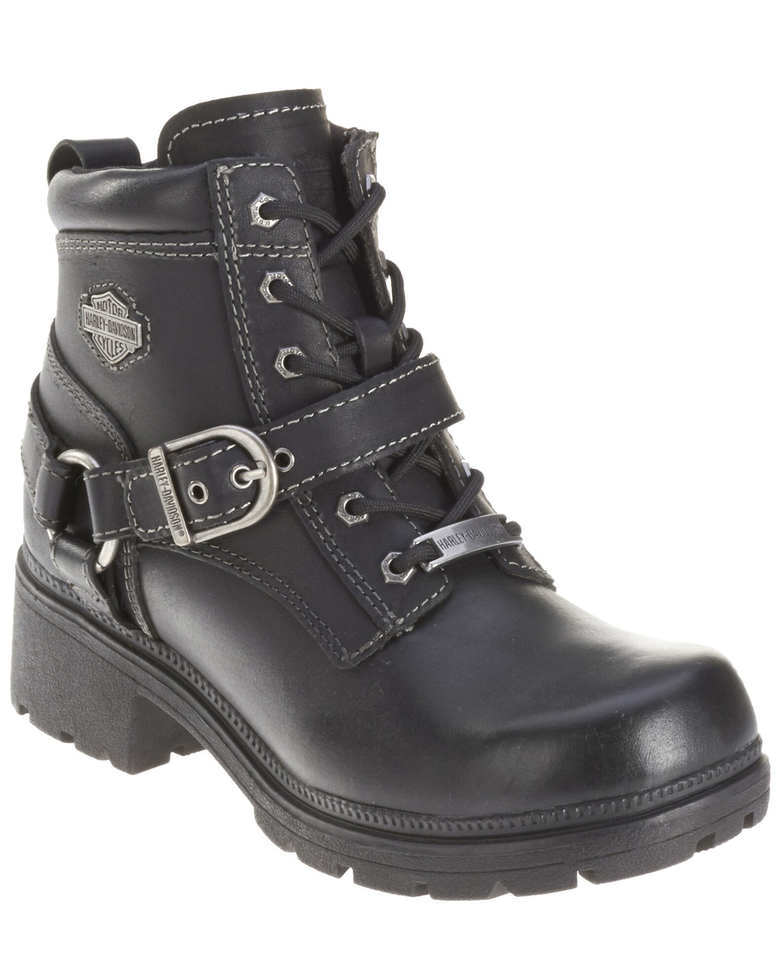 Image #1 - Harley Davidson Women's Tegan Lace Moto Boots - Round Toe, Black, hi-res