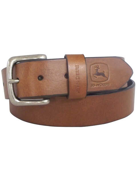 Image #1 - John Deere Men's Oil Tan Bridle Leather Belt, Brown, hi-res