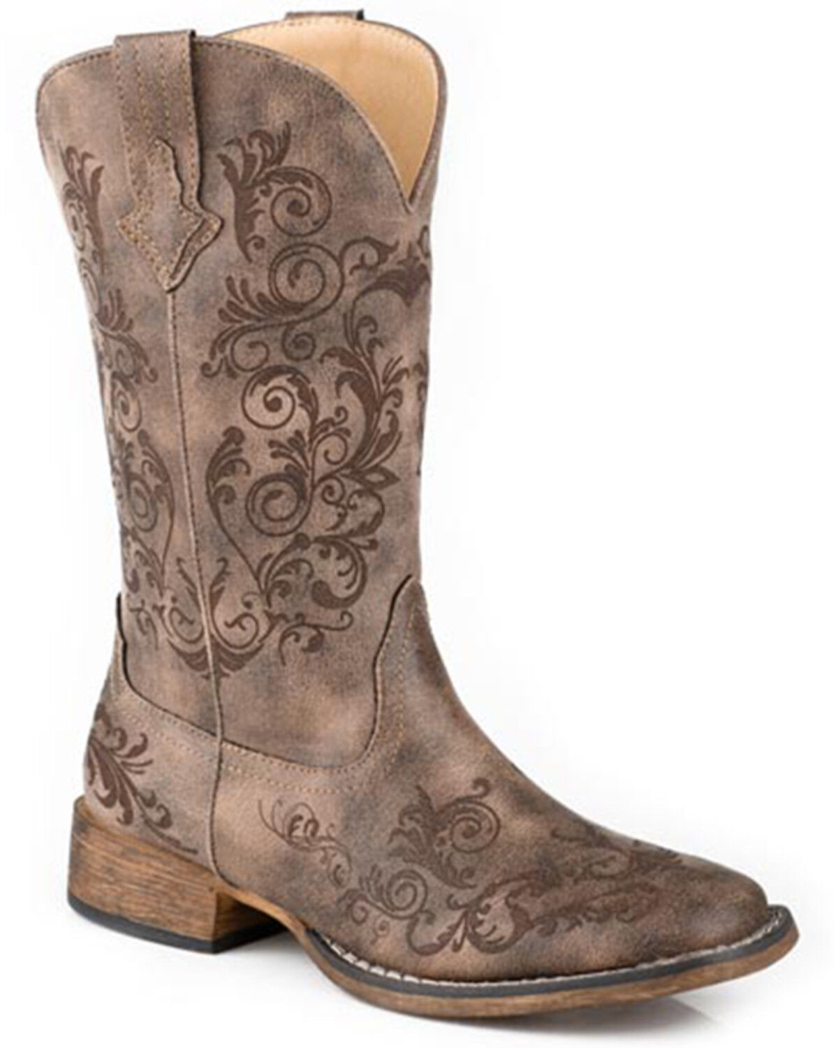 Image #1 - Roper Women's Bailey Laser Western Boots - Square Toe, Brown, hi-res