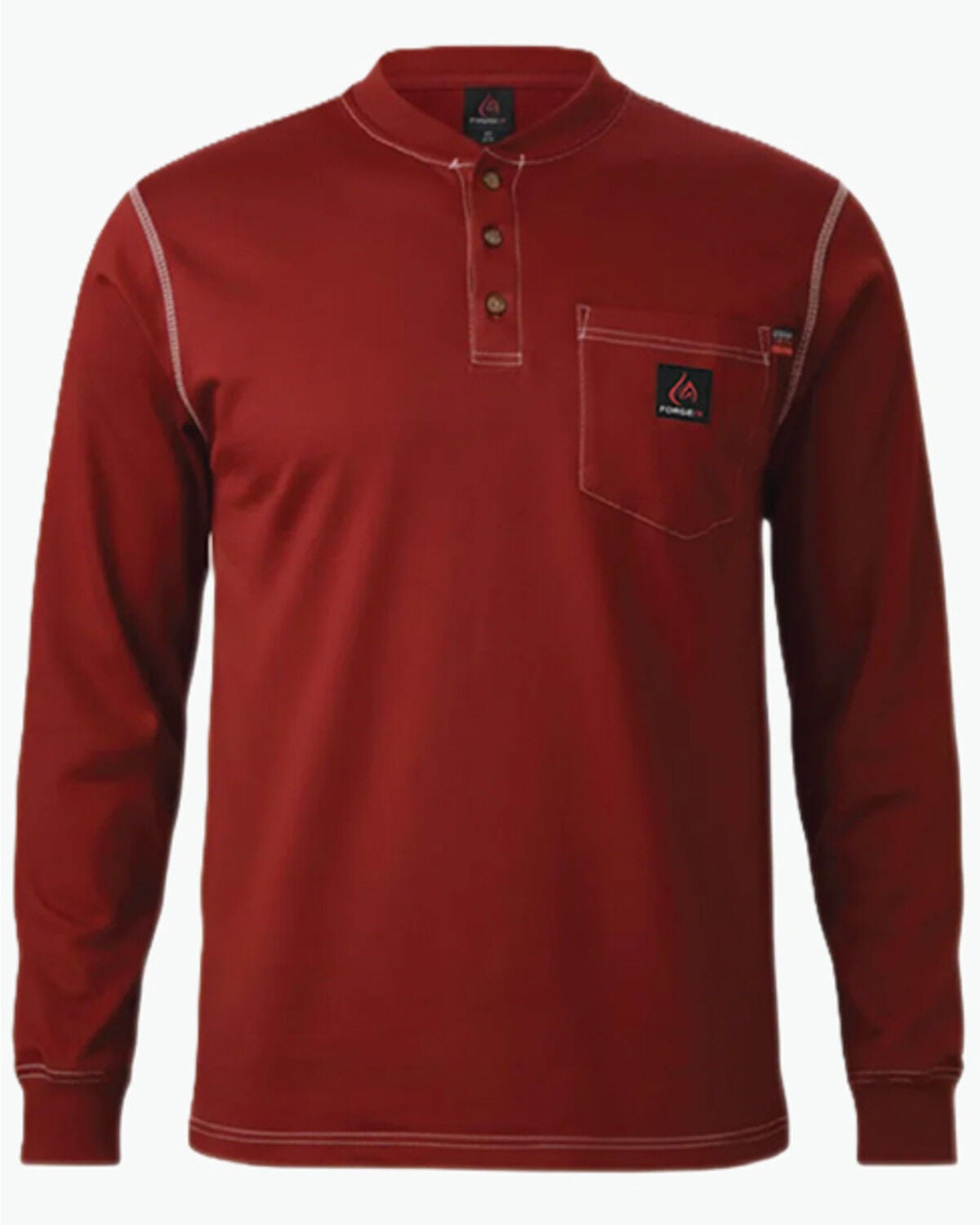 Forge Workwear Men's FR Lightweight Long Sleeve 1/4 Button-Down Henley Work Shirt, Burgundy, hi-res