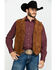 Image #1 - Scully Leatherwear Men's Southwestern Knit Back Suede Vest, Brown, hi-res