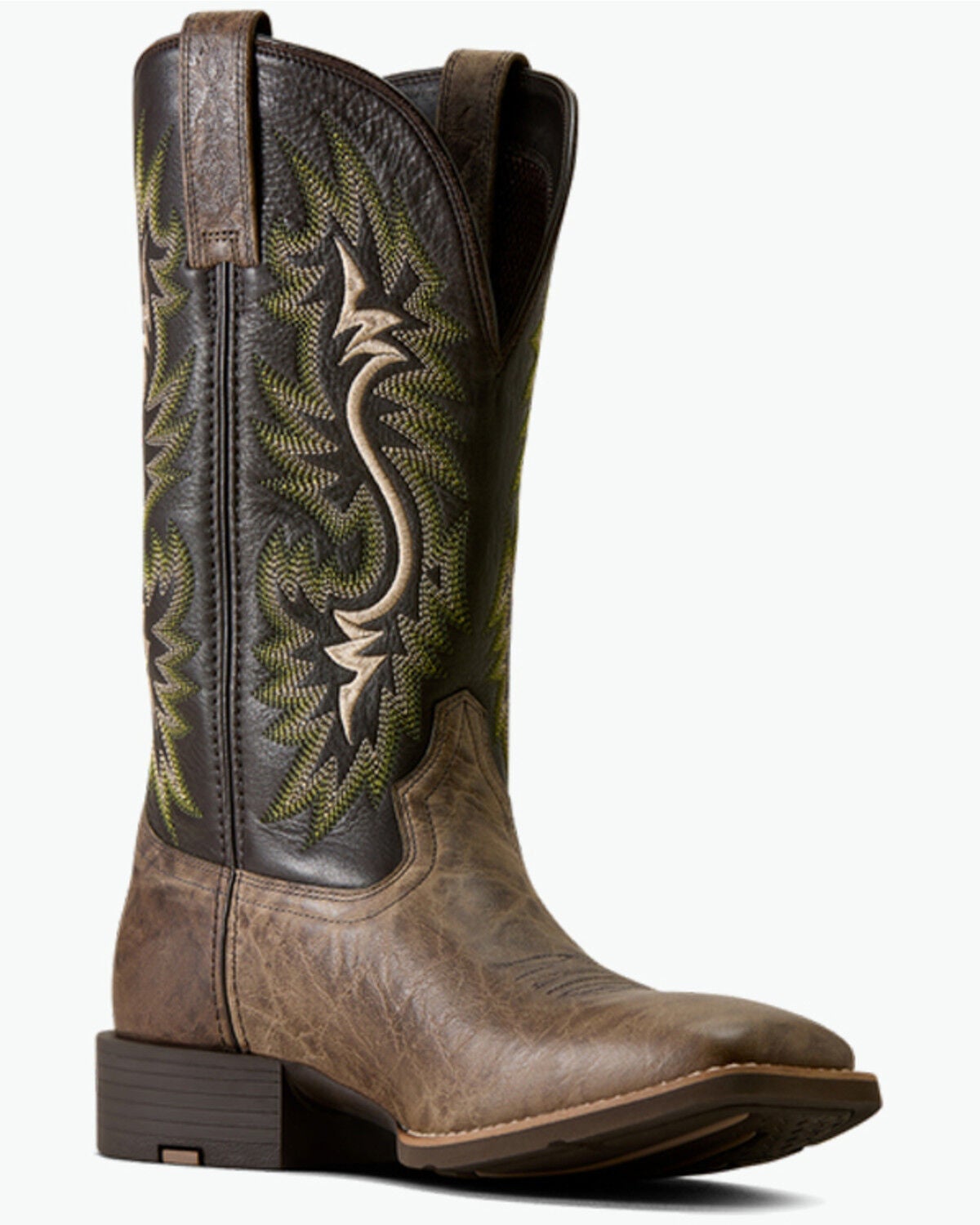 Ariat Men's Sport Colter Elephant Print Performance Boots - Broad Square Toe, Green, hi-res