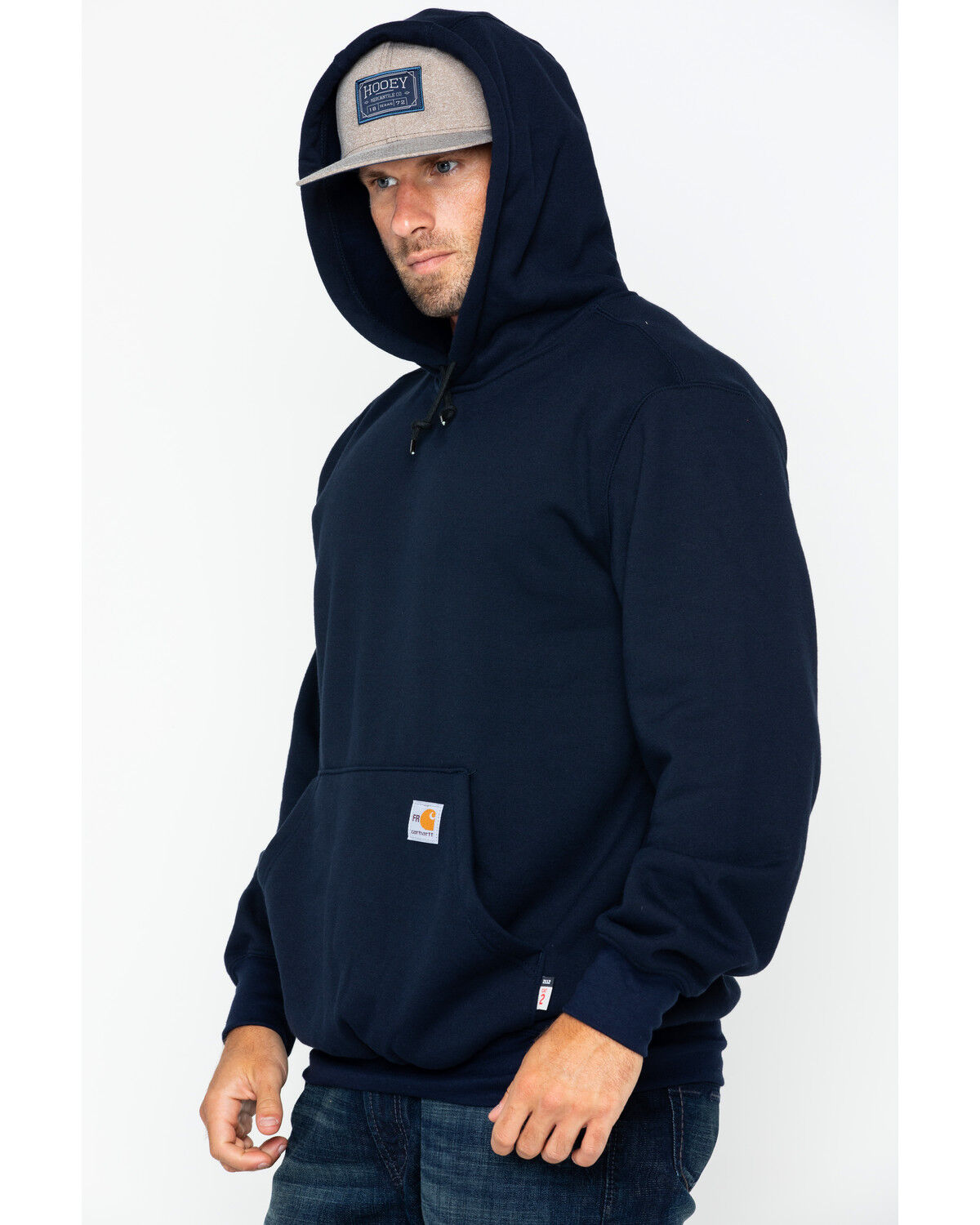 Image #3 - Carhartt Men's FR Hooded Pullover Solid Work Sweatshirt - Big & Tall, Navy, hi-res