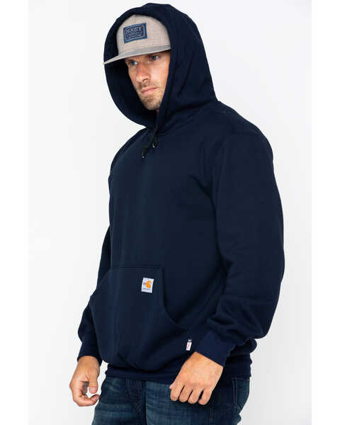 Image #3 - Carhartt Men's FR Hooded Pullover Solid Work Sweatshirt - Big & Tall , Navy, hi-res