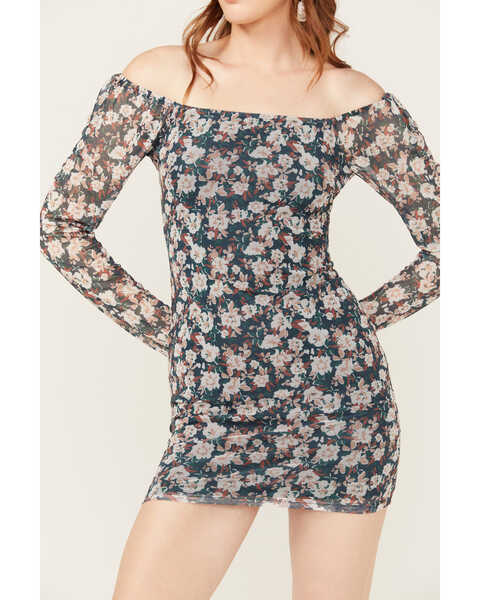 Image #3 - Sadie & Sage Women's Dreamchaser Floral Print Mini Dress, Navy, hi-res
