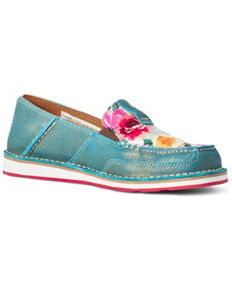 Ariat Women's Floral Cruiser Shoes - Moc Toe, Blue, hi-res