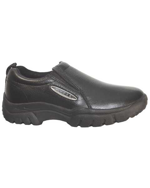 Image #1 - Roper Men's Performance Smooth Leather Slip-On Shoes - Round Toe, Black, hi-res