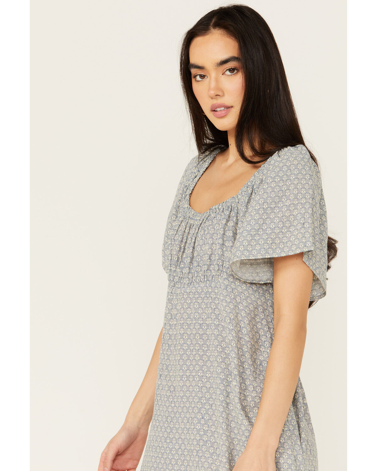 Image #2 - Cleo + Wolf Women's Arlo Flutter Sleeve Printed Mini Dress, Blue, hi-res