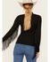 Image #4 - Rock & Roll Denim Women's Solid Fringe Long Sleeve Shirt, Black, hi-res
