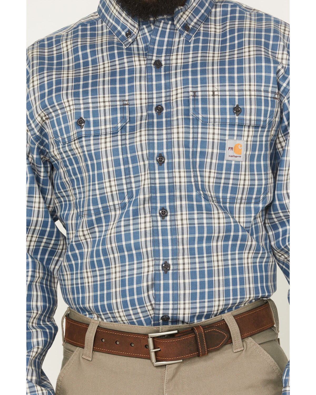 Image #3 - Carhartt Men's FR Force Rugged Flex® Loose Fit Twill Long Sleeve Button-Down Work Shirt, Grey, hi-res
