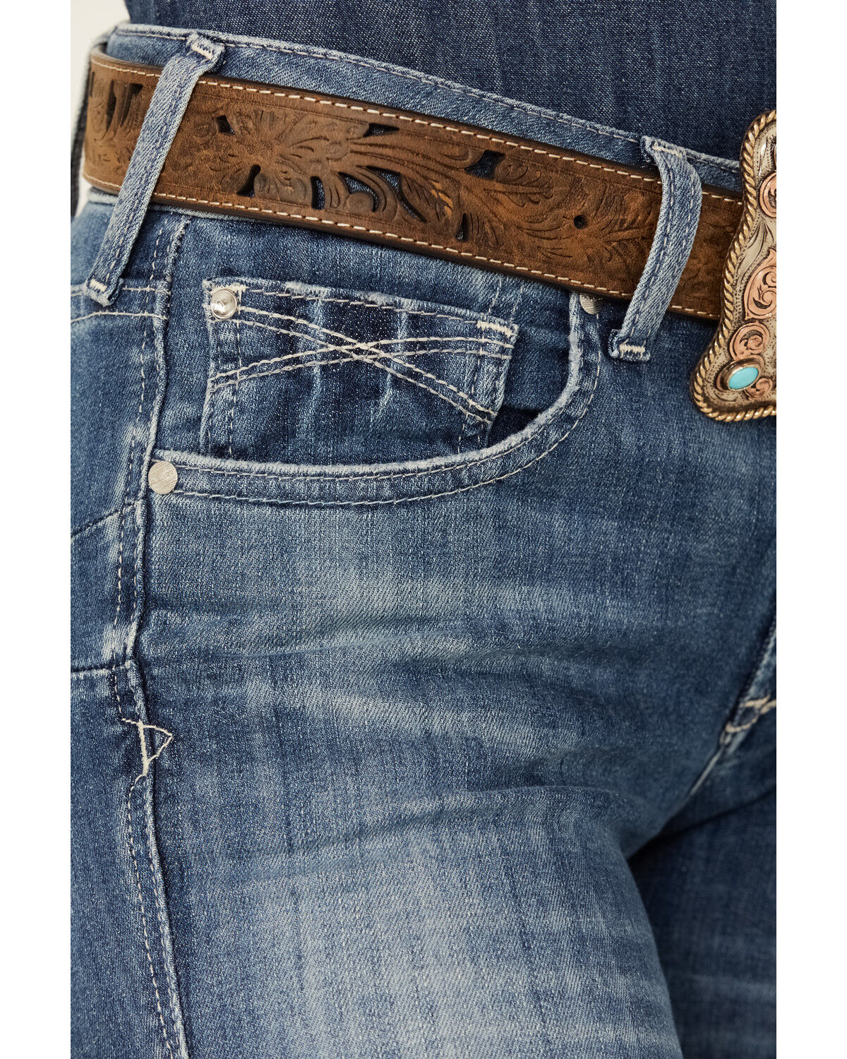 Image #2 - Ariat Women's Malaysia Dark Wash Perfect Rise Annie Stretch Bootcut Jeans, Dark Wash, hi-res